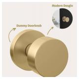 Mega Handles - Buena Dummy I Gold Door Knob for French Doors, Closet and Cabinets I Reversible Heavy Duty Design I Fits All Standard Door Sizes I Screws Included - Satin Brass (2 Pack)