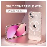 Choiche Magnetic Case for iPhone 13 Case, Women Glitter Sparkly Case, [2 x Diamond Camera Lens Protectors] [Non-Yellowing Shockproof Protective Cover] [Compatible for MagSafe] (Glitter Clear)