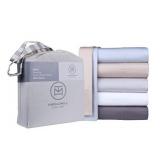 Threadmill Cotton Full Size Sheet Set| 100% Cotton Sheets for Full Size Bed | Solid Sateen Full Bed Sheets Set with 16â Elasticized Deep Pocket | Soft Breathable 4-Piece Cooling Sheet Set | Beige