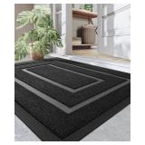 DEXI Door Mat Heavy Duty Outdoor Indoor Doormat, Stain and Fade Resistant, Non Slip Front Door Mats, Patio Entryway Floor Mat, 17"X29", Rectangles Black