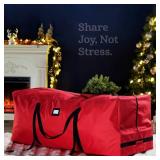 Zober Christmas Tree Storage Bag 7.5 Ft - Rolling Christmas Tree Storage Box - Tear-Proof 600D Oxford, Durable Handles and Wheels - Large Christmas Tree Bag - Red