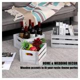 LKMANY Decorative Wood Crates Nesting Crates Storage Container,Rustic Wooden Crates for Storage, Display, Decor, Boxes-Nature Rustic White Set of 3