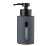 Enra Dish Soap Dispenser with Window,12oz Gary Kitchen Soap Dispenser with Stainless Steel Hand Pump,Glass Liquid Soap Dispenser Modern Lotion Bottle for Bathroom Kitchen(Dark Gray/Liquid Type)