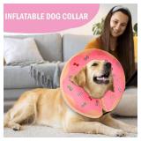 Inflatable Dog Cone Collar for After Surgery, DEWVIE Adjustable Dog Neck Blow up Donut Recovery Collar for Small Medium Large Dogs, Protective Soft E-Collar for Dogs and Cats