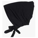 Under Scarf Hijab Cap with Tie-Back Closure Jersey Hijab Inner Caps with Rope Hijab Bonnet for Muslim Women (Black)