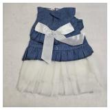 Doggy Denim 1 Pc Tutu Bow Dog Dress - White M