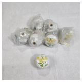 7 Pcs Porcelain Glossy Finish Painted Sunflower Drawer Knob Pulls