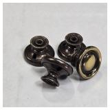 Set of 4 Polished Brass Round Knob Drawer Pulls