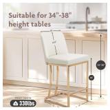 ALPHA HOME Counter Height Bar Stools, 24 Inches Bar Chairs with Upholstered Faux Leather, with Back, Barstools Set of 2 with Gold Metal Frame, Islands Stools for Kitchen Counter and Bar - Retail: $238