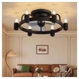 LUDOMIDE Ceiling Fans with Lights (Black, 21") - Retail: $126.57