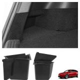 BASENOR 2022-2024 Tesla Model Y Trunk Organizer Waterproof Rear Trunk Storage Bins Side Box with Carpeted Lip Interior Accessories Set of 2 for Model Y 5-Seater (Newest Version)