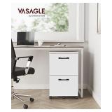 VASAGLE 2-Drawer File Cabinet, Filing Cabinet for Home Office, Small Rolling File Cabinet, Printer Stand, for A4, Letter-Size Files, Hanging File Folders, Industrial, White UOFC040W46