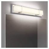 7Degobii LED Vanity Lights for Bathroom 4000K Modern Chrome Bathroom Lighting Fixtures Over Mirror Wall Light Glass Sconce Lamps 25.2" Long Bar 18W 1600lm - Retail: $76.82