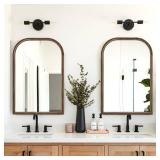 24"x36" Solid Wood Bathroom Mirror Tempered Glass for Wall Mounted, Rustic Wood Frame Wall Mirror Decorative for Living Room Bedroom Vanity Mirror Entryway Mirror, Rustic Brown - Retail: $91.8