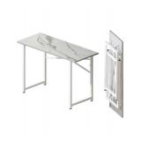 47 inch Folding Desk No Assembly Required, Writing Gaming Computer Camping Table, Home Office Desk, White Marble