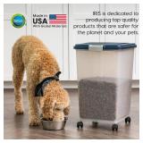 IRIS USA Airtight Dog Food Storage Container, Up to 54 lbs, Attachable Wheels, For Dog Cat Bird and Other Pet Food Storage Bin, Keep Fresh, Translucent Body, Easy Mobility, Navy