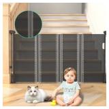 Retractable Baby Gates, Pet Gate with Cat Door - 33" Tall, Extends to 55" Wide Dog Gate for Stairs, Mesh Baby Gate with Door for Cats/Small Dogs, Easy Install for Doorways, Indoor &Outdoor