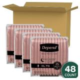 Depend Night Defense Adult Incontinence & Postpartum Bladder Leak Underwear for Women, Disposable, Overnight, Extra-Large, Blush, 48 Count (4 Packs of 12), Packaging May Vary