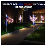 Solar Powered American Flag Pathway Lights, 4PCS Large Patriotic Flag Lights with Growing Pole, 8 Modes, Waterproof for 4th of July Walkway, Yard, Lawn DÃ©cor, Flag Size 13x5.7inch, Stake Size 30.7i