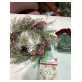 Christmas Frosted Wreath 17 In Dia, Welcome to our Home Wall Plaque, and Two Pack Scented Sachet