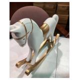 White and Gold Rocking Horse Table Top Decor and Two 4-Packs of White and Gold Ornaments