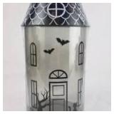 Halloween haunted house glass jar decor