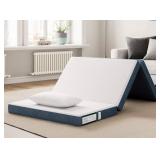 LINSY LIVING Single Folding Mattress, 4 Inch Tencel Trifold Mattress with Washable Cover, Single Memory Foam Floor Mattess, Foldable, Portable, Easy Storage Sofa Bed, Single Size, 74" * 25"