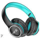 FFZ Kids Wireless Headphones, K21 Colorful LED Lights Blue Tooth-V5.0 Headphones for Kid with Built-in Microphone, Foldable Headset & Soft Earpads, for School/Car/Airplane/Ipad(Black)