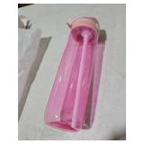 25oz Pink Water Bottle with Clip Handle and Locking Lid, Reusable Travel Tritan Water Bottle with Straw and Sports Plastic Water Bottle - Pink