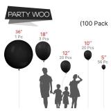 PartyWoo Black Balloons, 100 pcs Matte Black Balloons Different Sizes Pack of 36 Inch 18 Inch 12 Inch 10 Inch 5 Inch Black Balloons for Balloon Garland or Balloon Arch as Party Decorations, Black-Y18