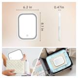 YEKKOPT Makeup Travel Mirror with Lights, Portable Small Beauty LED Vanity Mirror with Lights, 1200mAh Battery, Dimmable Touch Screen, Tabletop Folding Compact Mirror,Women Gift