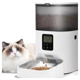 Automatic Cat Feeder, Cat Food Dispenser with 10s Voice Recorder, Pet Feeder up to 8 Meals per Day, Timed Cat Feeder with Dry Food Sealed Ring(White, 4L)