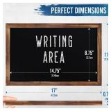 HBCY Creations 11" X 17" Torched Brown Solid Wood Frame Wall Chalkboard, Magnetic Surface, Home Decor, Restaurant & Cafe Menus, Blackboard, Includes Chalk, Eraser & Hanging Hardware