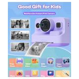 Dylanto Instant Print Camera for Kids,2.4 Inch Screen Kids Instant Cameras, Christmas Birthday Gifts for Girls Age 3-12, Portable Toddler Toy for 3 4 5 6 7 8 9 10 Year Old Girls Boys Purple