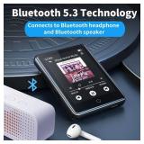 PINHUI 64GB MP3 Player with Bluetooth 5.3,Portable MP3 Player with Speaker for Kids with HiFi Lossless Sound Music,2.8 in Full Touchscreen,FM Radio,Voice Recorder,Supports Up to 128GB TF Card