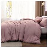 Bedsure Queen Comforter Set - Dusty Rose Comforter Queen Size, Soft Bedding for All Seasons, Cationic Dyed Bedding Set, 3 Pieces, 1 Comforter (90"x90") and 2 Pillow Shams (20"x26"+2")