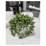 Winlyn Set of 3 Small Artificial Succulent Potted Plants Fake Aloe Hops String of Pearls in Modern Marble Ceramic Planter for Home Garden Bathroom Shelf Office Desk Tabletop Indoor Outdoor Decor