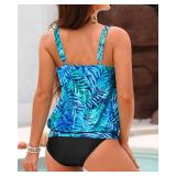 Yonique Blouson Tankini Swimsuits for Women Loose Fit Two Piece Bathing Suits Green Leaf XL