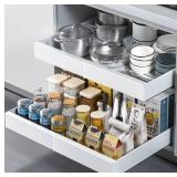 Expandable Pull Out Cabinet Organizer 21" Deep, Peel And Stick Slide Out Drawers for Kitchen Cabinet, Cabinet Pull Out Shelves, Roll Out Drawers Adjustable Width 12"-20.45" White - Retail: $86.14