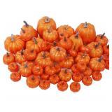 winemana 46 Pcs Assorted Size Artificial Pumpkins Fall Decorations, Orange Foam Pumpkin Autumn Decor, Decorative Faux Pumpkin for Harvest Thanksgiving Table Centerpiece Mantle Bowl Wedding Party