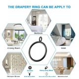 30 PCS Curtain Rings with Eyelet for Window Treatment, 2.0-inch Inner Diameter Drapery Rings for up to 1 3/4 inch Curtain Rod (Black)