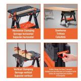 Pony 2-in-1 31in x 32in Black and Orange Plastic Adjustable Height Portable Work Bench