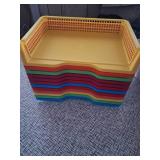 12 Pack Classroom Paper Storage Plastic Organizer Rainbow Turn in Trays Colorful Storage Baskets for Classroom Library Office Organizer (13 x 9 x 3 in)