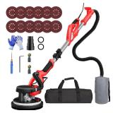 Drywall Sander with Vacuum Dust Collector, IMQUALI 6.8A 750W Sander Tool with 7 Variable Speed 800-1750RPM, Popcorn Ceiling Removal Tool, Extendable Handle, LED Light,12pcs Sanding Discs, Red, I01R - 