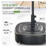 FRUITEAM 154lb Capacity Fillable Mobile Umbrella Base with 4 Wheels, Wind-Resistant Heavy Duty Patio Umbrella Base Market Stand Water or Sand Filled, for Patio, Deck, Poolside w/ 2 Locks, 2 Knobs - Re