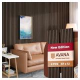 Avana Acoustic Wood Wall Panels 47.2 x 12.6 Inch Dark Walnut Oak Acoustic Panels 2 PCs Modern Wall Panels For Interior Wall Decor For Home, Office, Studio Sturdy And Durable Wood Panels For Wall