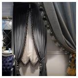 Luxury Curtain for Living Room Blackout Velvet Curtain Luxury Tassel Bedroom Curtains (Iron-Grey, (50WÃ96L) - Retail: $95.99