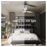 WOZZIO 52 Inch Ceiling Fans with Lights Remote Control,White Modern Ceiling Fan 3CCT 22W Dimmable LED Light,3 Reversible Blades,DC Motor 6 Speed Ceiling Fan for Bedroom Living Room Kitchen Home Office