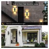 Dusk to Dawn Outdoor Light Fixtures, Photocell Up Down Wall Porch Lights, Cylinder Black Exterior Wall Sconce, Anti-Rust Waterproof Wall Lantern for Doorway, Garage, Patio 2 Packs - Retail: $86.99