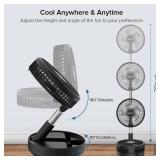 Belife X8 Portable Fan, Cordless 7200mAh Battery Operated Oscillating Fan, USB Rechargeable Desk Floor Fan, Foldable Telescopic Fan for Home Bedroom Sleeping Office Camping Travel (Black)